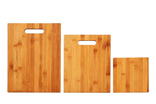 Kitchen Cutting Board - Bamboo Cutting Boards - 3 Piece Set - Organic Eco Friendly Wood Cutting Board & Serving Board - For Meat, Vegetables, Fruit & Cheese