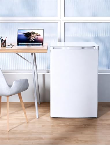 Image of COWSAR 3.1 Cu.ft Mini Dorm Fridge for Bedroom Apartment Office, White | Reversible Single Door, Adjustable Thermostat, Energy Saving, Remove Glass Shelves, Compact Small Fridge for College Dorm