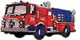 Fire Engine Truck Rescue Pumper Red Retro Appliques Hat Cap Polo Backpack Clothing Jacket Shirt DIY Embroidered Iron On / Sew On Patch #1