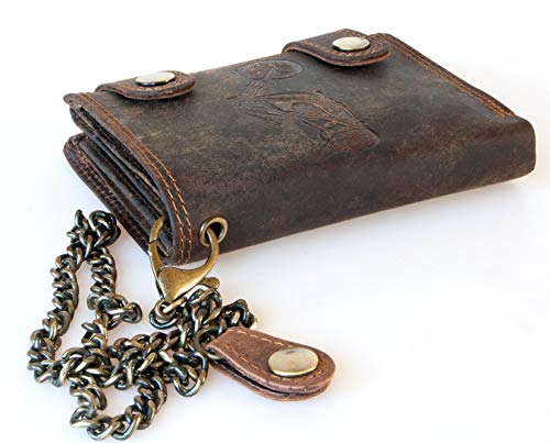 FLW-Wild Genuine Leather Biker's Wallet with RFID (data protection), Two Buckles and a Metal Chain2