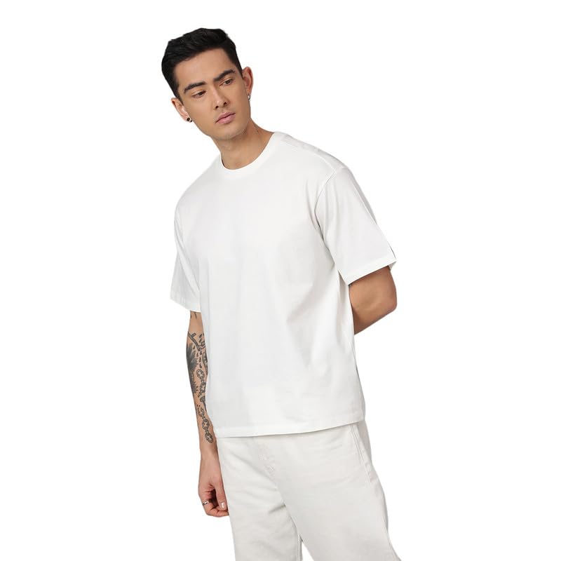 Image of Free Authority Loose Fit Solid Black Tshirt for Men