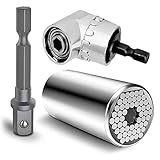 【HERRAMIENTA UNIVERSAL】El diseño único de este enchufe universal puede ajustarse automáticamente a cualquier tamaño o forma, adecuado para tornillos estándar de 1/4 a 3/4 pulgadas y tornillos métricos de 7 mm a 19 mm, tuercas y borrones, satisfaciendo todas sus necesidades. Es compacto， portátil y fácil de llevar a donde quiera.