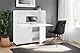 byLIVING Sekretär Montana/Sekretär matt weiß/Office-Schrank mit 1 Klappe und 2 Türen/Schwarze Griffe/B 120, H 127, T 40 cm