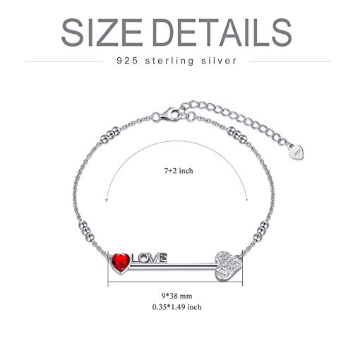 Aoboco 925 Sterling Silver Bow And Arrow Love Anklet Bracelet - I Love You Forever Series Adjustable 7-9 In Charm And Cute Bracelet, Crystals From Austria Jewelry Gift For Women Girls Best Friends #TOP1