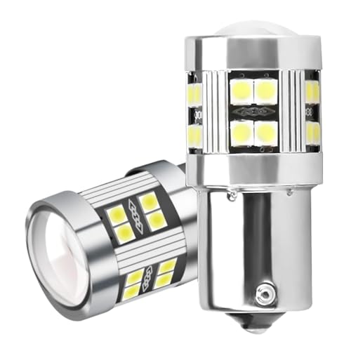 Image of P21W 1156 BA15S LED Bulb 6000K White 6W 12V-24V DC Super Bright 24-SMD 3030 Reverse/Brake/Turn Signal Lights RV Interior Lights Backup Fog Tail Lights Plug-Play Design 30,000hr Lifespan (2 Pack)