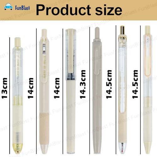 Image of FunBlast Gel Pens for Writing, 5 Pcs Gel Pen & 1 Pcs Highlighter Pen, with Comfortable Grip for Smooth Writing, Kawaii Pens, Stationery for School & Office (Blue Ink) (Cream)