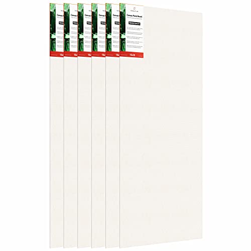 Image of Scholar Art Hobby Series 04 Oz (230 GSM) 100% Cotton Canvas Panel Board for Painting (White Blank Canvas Boards for Acrylic Paint, Oil Paint, Wet & Dry Media) | 18 inchx36 inch (45x90 cm), Pack of 6