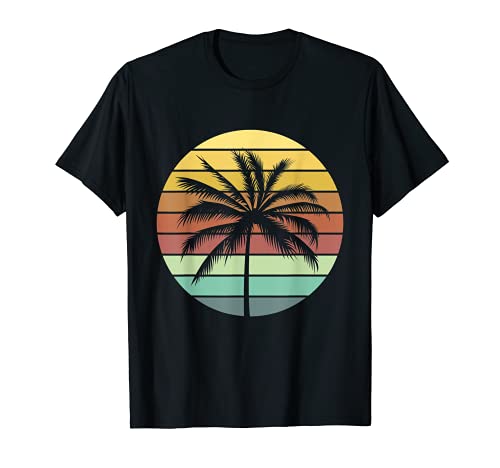 Retro Sunset Palm Tree Silhouette California Vintage Camiseta