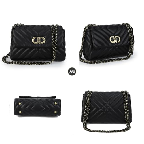 Image of Designer Quilted Purse, Convertible Crossbody Shoulder Bags Women | Vegan Leather, 2.5L Capacity, Fits iPad mini /Kindle /Long wallet, Versatile for Casual /Dressy Outfit /Office /Everyday Use