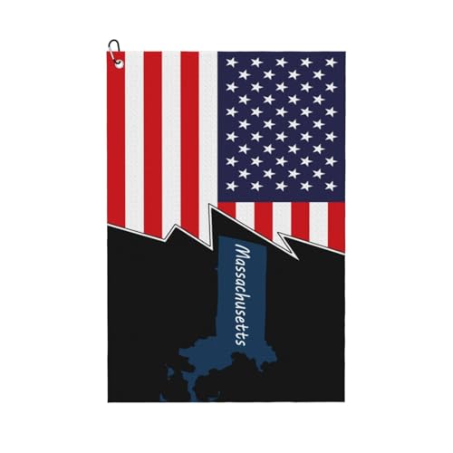NAZIIQW Massachusetts Terrain Map and America Golf Towel for Golf