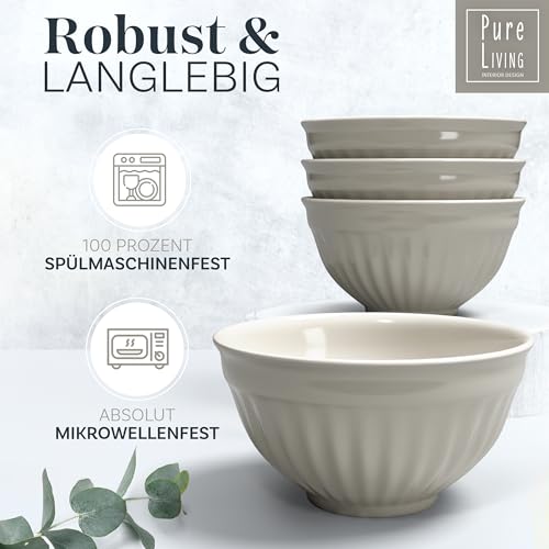 Steingut Geschirrset 4 Personen Hygge 16 tlg. TESTSIEGER, Traumhaftes Skandinavisches Steingut Geschirr Set, Schüssel- und Teller Set, Tafelservice 4 Personen, Geschirrsets Pure Living in Hellbraun