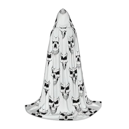 Disfraz de Halloween con capucha y diseño de cabeza de esqueleto monocromática para adolescentes, niños y adultos, Halloween, gótico, variedad, carnaval, cosplay