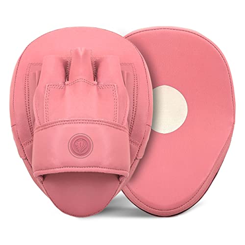 Lions Boxing Pads - Punch Bag Training MMA Hook & Jab Focus Mitts Thick Padded Pair (Curved Pink)