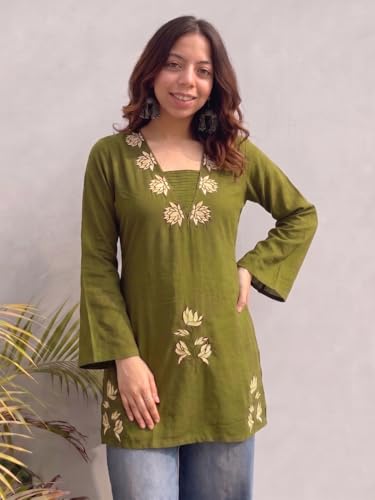 Image of ANNI Designer Cotton Short Kurti for Women | Stylish Kurti | Short Kurti Top | Casual Kurta for Women | Comfortable Cotton Kurtis for Womens