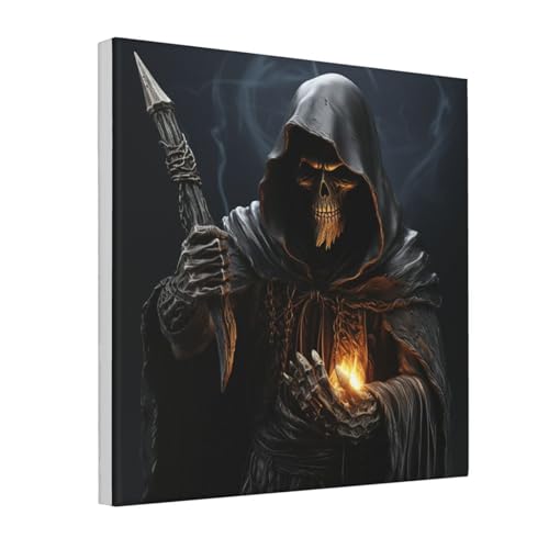 Faucheuse Grim Reaper Impression sur Toile Carrée - Décoration Murale Intérieure 40 cm