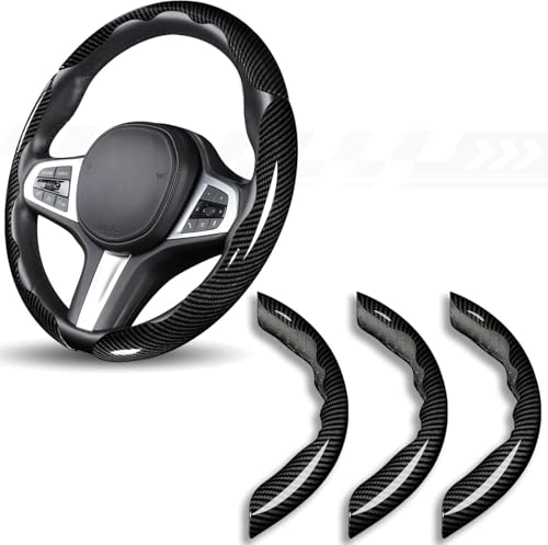 JINXIR Cubierta del Volante del Coche para BMW X4 G02 2019-2024, Funda Deportiva Antideslizante de Fibra de Carbono con Agarre segmentado Accesorios Volante,Black