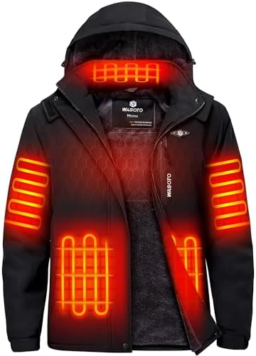 WASOTO Heated Jacket for Men Fur Lining(Black, XL)