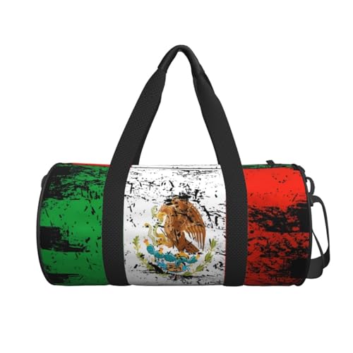 Mexico Mexican Eagle Flag Round Travel Duffel Bag Large Capacity Gym Sports Bags for Hiking Vacation Trips2
