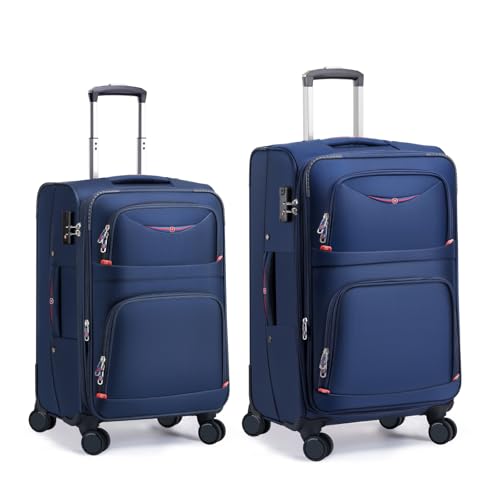 Image of ROPLUS Softside Expandable Luggage with 4 Spinner Wheels, Durable Carry-On Luggage Suitcase (Blue, 2-Piece Set 21 /25)