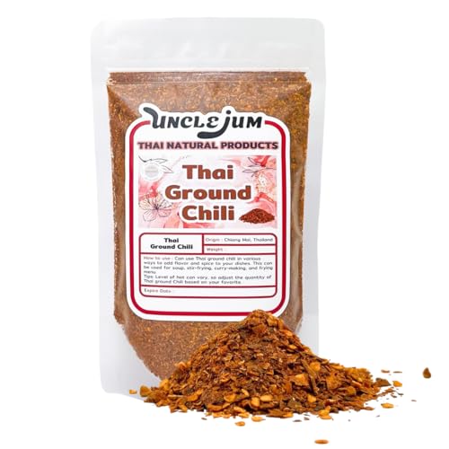 Thai Ground Dried Chili Pepper (Thai Prik bon, Prik pon) 100 gram spice seasoning Thai Food cook Ingredient for Thai Cuisine from Thailand