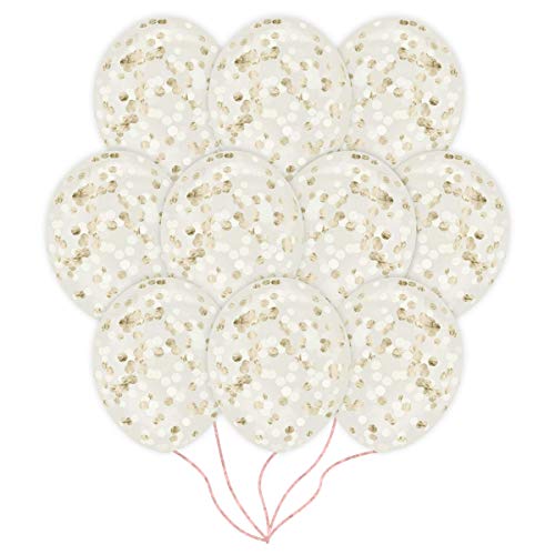 Champagne & Ivory Confetti Balloons | 10 Pack Large 18