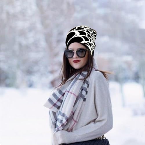 QCWN 3Pcs Y2k Beanie Knitted Hat Winter Warm Gothic Pattern Graphic Hat Acrylic Knitted Y2k Hats Accessories Streetwear Beanie for Men Women Black - Thumbnail 5