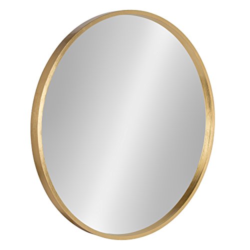 Kate and Laurel Travis Round Wood Wall Mirror, 25.6' Diameter, Gold, Modern Glam Wall Décor Accent