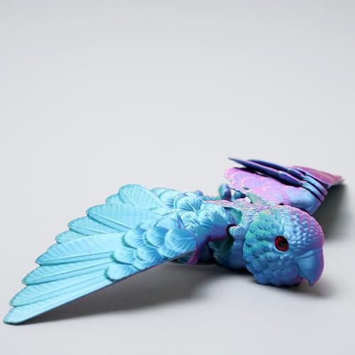 3D Printed Parrot Fidget Toys,Bird with Flexible Wing,Threedee Printing Animals Stuff,Home Office Decor Skeleton Dragon,Festival Gifts Action Figures,3-D Prints Little Pets (Colorful4)