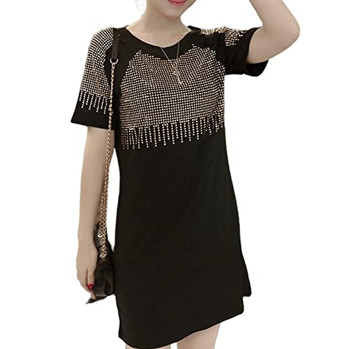 DAYIM Vestidos de verão femininos curtos casuais, Preto, 3G