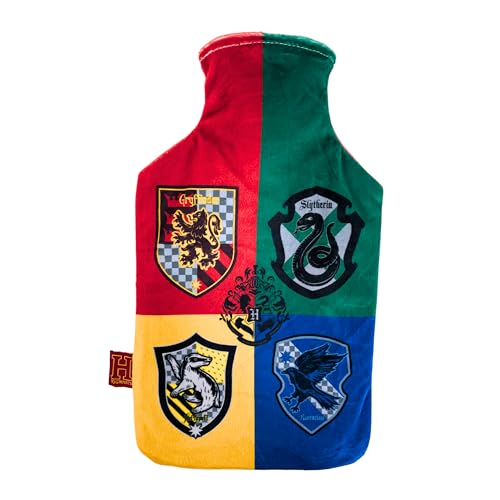 Harry Potter Bolsa de Agua Caliente, Funda de Felpa Tacto Suave Terciopelo, Botella de Agua Caliente Hogwarts, Terapia De Calor Y Frío, Capacidad 1.5L