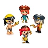 Pinypon Action - FIGURA PIRATA PELO RUBIO, Los Piratas de Pinypon Action están aquí para surcar todos los mares y ser los más temidos del océano; Hay 4 figuras distintas: dos capitanes y dos grumetes que incluyen diferentes accesorios con los que poder hacer mix and match entre ellos; Puedes cambiar su pata de palo por un hueso; o El garfio por una garra de cangrejo; Miles de aventuras con miles de combinaciones