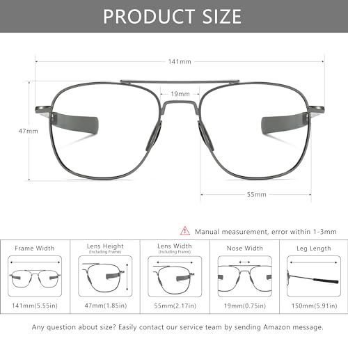 SUNGAIT Aviator Fashion Glasses for Men: Clear Lens for Halloween Costume or Cosplay - Non-Prescription Glasses3