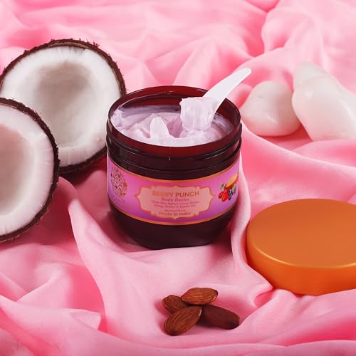 Image of RYLLZ ESSENTIALS Berry Punch Body Butter | with Shea Butter, Cocoa Butter, Mango Butter, Niacinamide & Jojoba Oil| for 48Hrs Moisturisation, Stretch Marks, Dry /Itchy Skin & Uneven Skin Tone | 200 ml