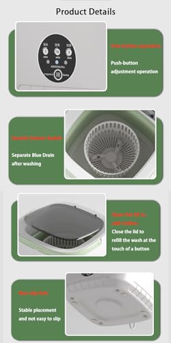 xixibuy Portable washing machine and dryer, Mini washing machine for Underwear, Sock, Baby Clothes, Travel, Camping, RV, Dorm, Home(UK-plug)(16L-Purple) - Image 6