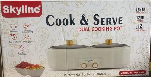 Image of GSMT-Sky line Electric Non Stick Cook & Serve 1.5 ltr + 1.5 ltr Dual Cooking Pot 10081790