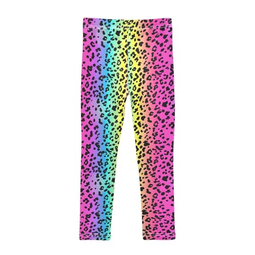 Colorful Leopard Skin Pattern Prints Girls Leggings Soft Comfortable Athletic Leggings Dancing Pants for 4-10 Years2