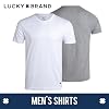 Lucky Brand Mens Shirts - 4 Pack Soft Cotton Short Sleeve Crewneck and V Neck Shirts Men Basic Shirt for Men Pack, Size Medium, White/Jet Black/Heather Grey- Vneck #2