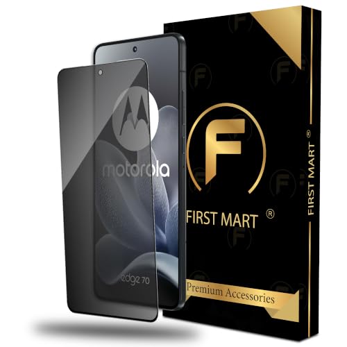 Image of FIRST MART Privacy Tempered Glass for Motorola Edge 70 | Anti-Spy Screen Protector, Edge-to-Edge 9H Scratch Protection, Case-Friendly, Bubble-Free | Pack of 1