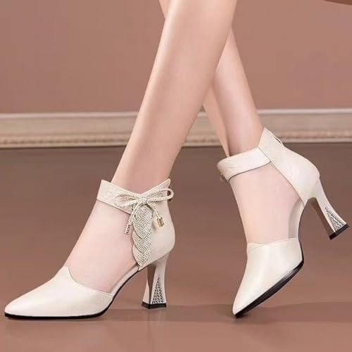 High Heel Mesh Sandals for Women Dressy Summer Rhinestone Heeled Ankle Boots Pointed Toe Back Zipper3