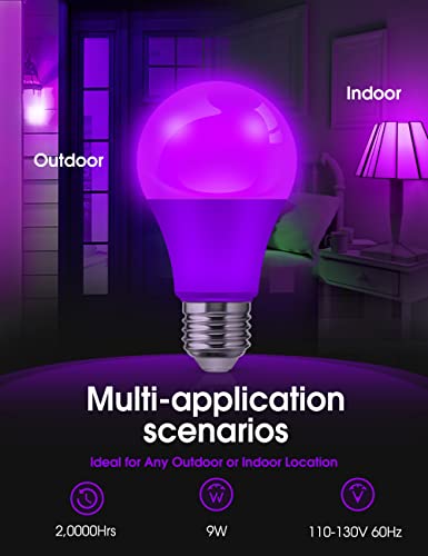 Image of L LOHAS LED Halloween Purple Light Bulbs Outdoor, A19 E26 Base