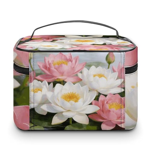 Bolsa de cosméticos portátil e impermeable con cremallera y asa resistente 3