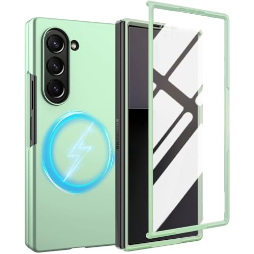WEYNRBOX for Samsung Galaxy Z Fold 7 Magnetic Case with Screen Protector,Phone Case Compatible with MagSafe,Full-Body Hard PC Shockproof Phone Case for Samsung Fold 7 5G 2025,Green