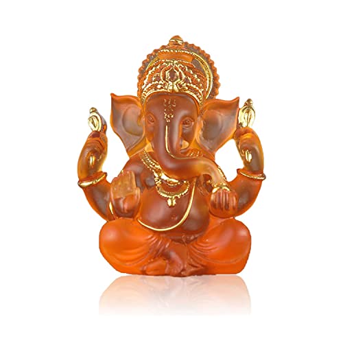 Resin Statue Of Lord Ganesha, Elephant God Buddha Sculpture Elephant God Statue Lord Ganesha Statue Hindu Buddha Statue Decoration Elephant Hindu God Hindu God Sculpture For Home Decoration(Orange) #TOP29