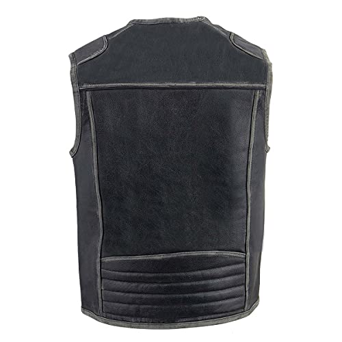 Image of Milwaukee Leather Men's Classic Collarless Motorcycle Biker Rider Leather Vest |MLM|SH