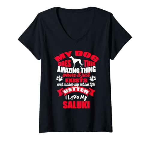 Mujer Dog Amazing Thing I Love My Saluki Puppy Dogs Lovers Camiseta Cuello V