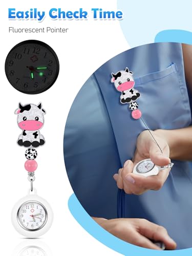 Image of Plifal Nurse Watch Nursing Pocket Badge Fob with Second Hand - Retractable Clip On Clock with Secondhand for Medical Staff Women Men