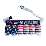 Senvitate 6 Pack Beer Belt, Fourth of July American Patriotic Beer Gift for Men, Beer Holster Beverage Soda Belt Holder for Women, Adjustable Beer Waist Pack for Parties and Picnic (Style-5)