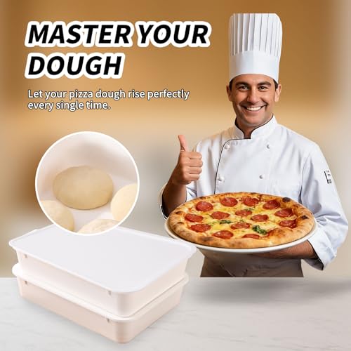 Image of 2 Pack Pizza Dough Proofing Box, Pizza Storage Container，Food Storage Containers with Lids，Pizza Pack Container Expandable，Bread Proofing Box，Stackable Commercial Quality Trays with Covers