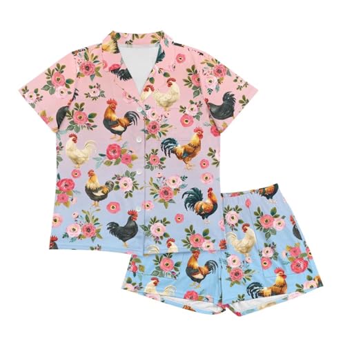 Image of Women's Short Sleeve Sleepwear Pajamas Nightwear with Pockets | skin-friendly breathable material resists pilling fading and deformation after repeated washing