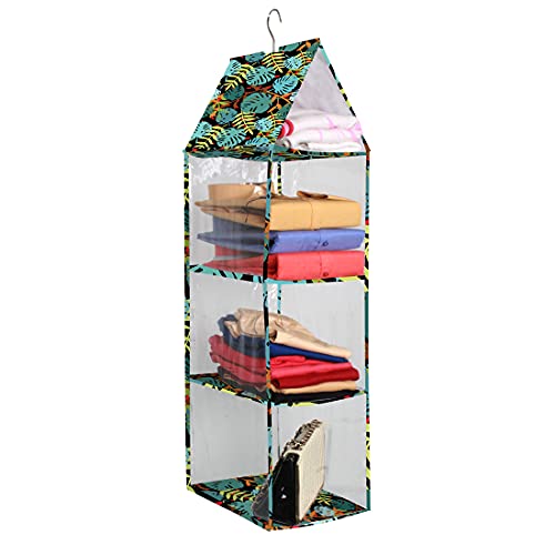 PrettyKrafts Hanging Rack 3 Blocks, Side Clear Storage Racks, Dormitory Closet for Students, Wardrobe Shelves, Hanging Organiser, Storage Holders & Ra